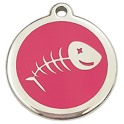 Stainless steel pink fish bone Tag-Pet ID Tag-Pet Tag-FulgorDesign